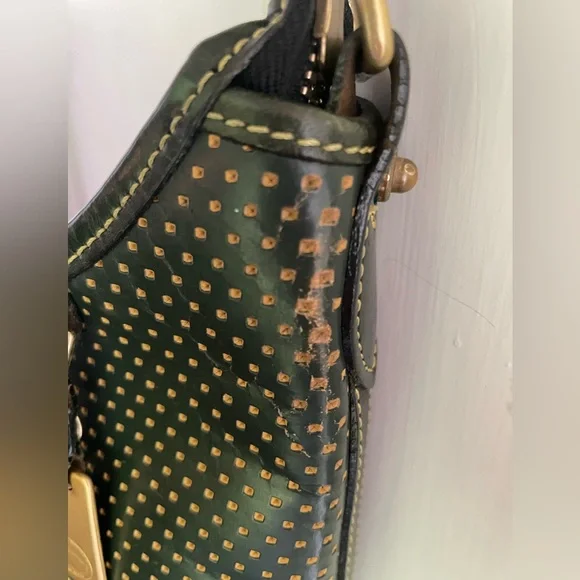 Dooney & Bourke Cabrio Green Perforated Zip Hobo Bag Purse - Picture 12 of 14